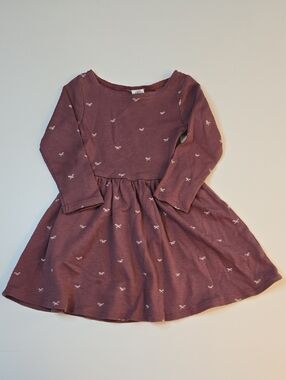 Colored Organics Long Sleeve Dusty Rose Bow Print Dress